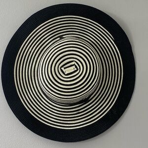 Sloggers Black and White Striped Hat 22.5 In with Adjustable Tie Strap